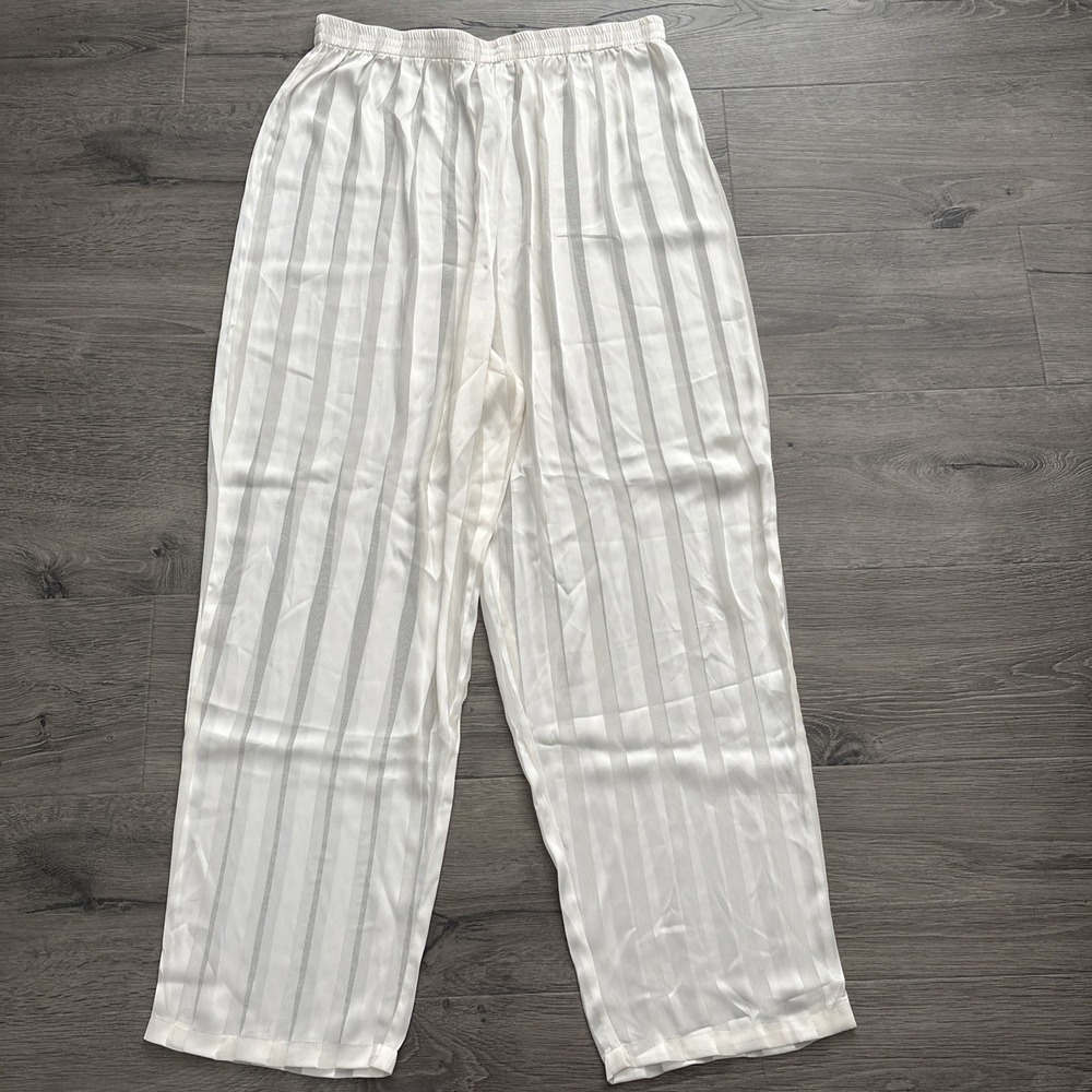 Vintage reflections by Spiegel Sheer Pajama Pants womens XL ivory striped poly
